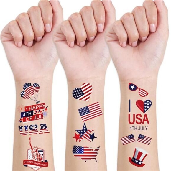 Face Glitter Star Freckles Temporary Tattoos, 4th of July Face USA Patriotic - Picture 6 of 6